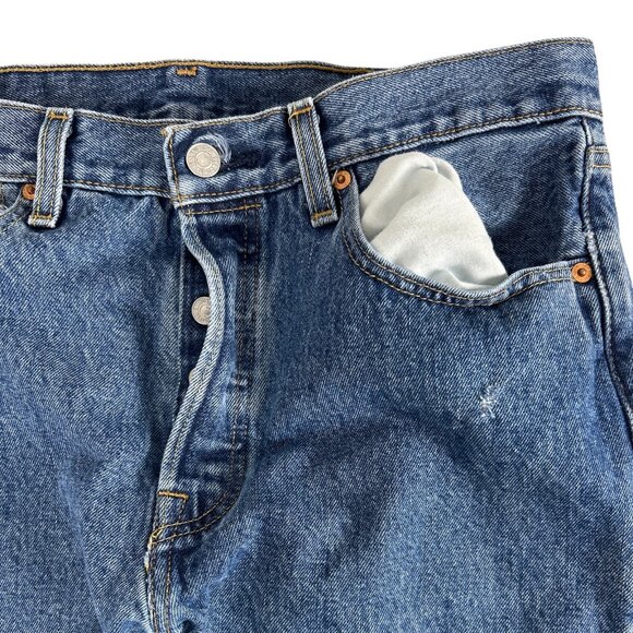 Levis 501 Original Button Fly Blue Jeans Men's 100% Cotton Straight Leg, 32/32 - Picture 6 of 16